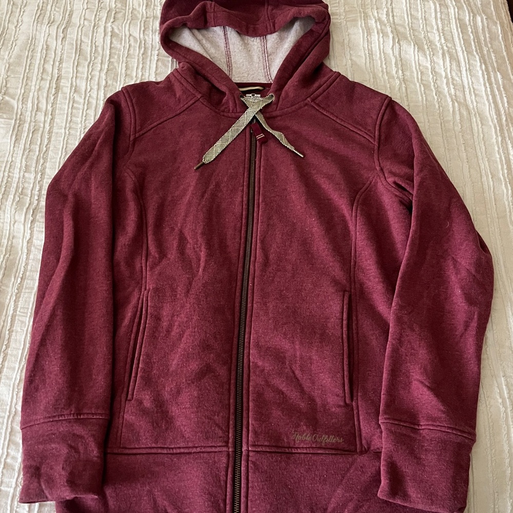 Women’s Burgundy Heathered Hooded Zip-Up Sweatshirt